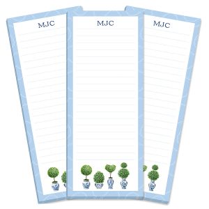 Blue & White Topiary Personalized Shopping List Pads