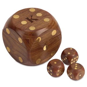 Wood Crafted Personalized Dice Box with Dice
