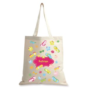 Flip Flop Flowers Personalized Canvas Tote
