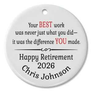 Retirement Personalized Round Ornament