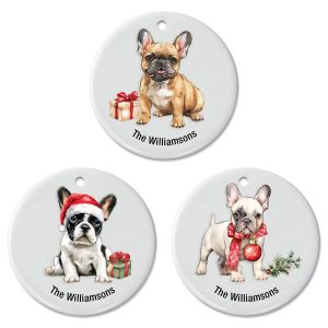 Merry Frenchiemas Personalized Ornament
