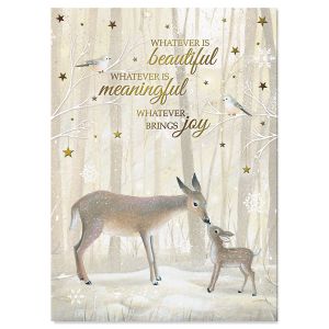 Deer and Fawn Deluxe Foil Christmas Cards