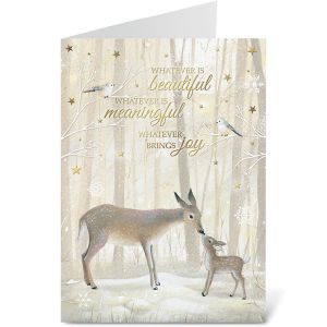 Deer and Fawn Deluxe Foil Religious Christmas Cards