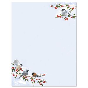 Chickadee Berry Christmas Letter Papers