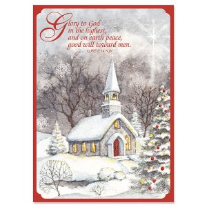 Snowy Church Religious Christmas Cards