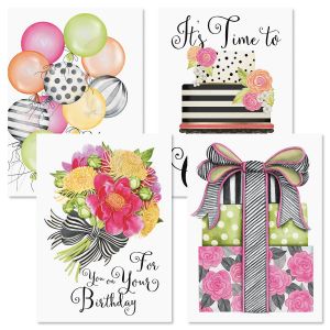 Striped Celebration Birthday Cards and Seals
