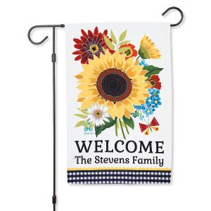 Sunflower Charm Welcome Personalized Garden Flag