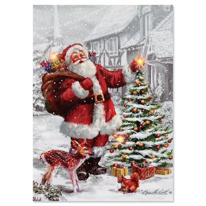LED Lighted Santa Tree Christmas Card