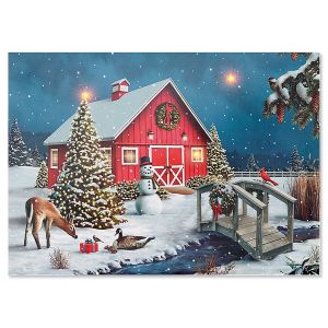 LED Lighted Nature's Gift Barn Christmas Card