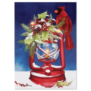 LED Lighted Lantern Cardinal Christmas Card