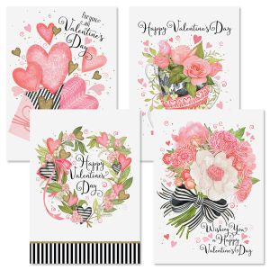 Stripes & Hearts Valentine Cards