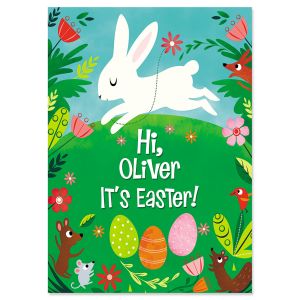 Woodland Bunny Personalized Easter Card 