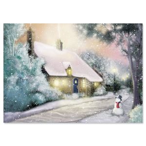 Snowman & Winter Cottage Christmas Cards