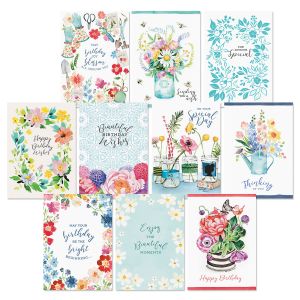 Paintbrush Blossoms Birthday Cards Value Pack