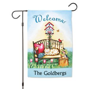 Cat Bench Personalized Garden Flag
