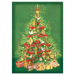 Shimmering Tree Deluxe Foil Christmas Cards