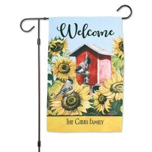 Sunflower Welcome Personalized Garden Flag