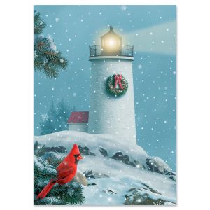 Snowy Lighthouse Religious Christmas Cards