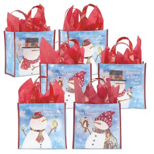 Friendly Snowman Medium Shopping Tote Bags - BOGO