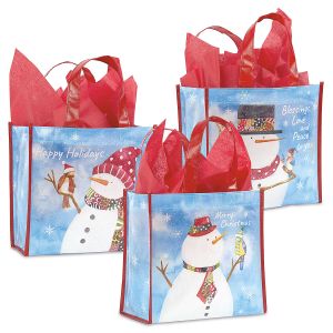 Friendly Snowman Medium Shopping Tote Bags - BOGO