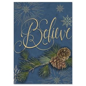 Winter Pine Believe Religious Christmas Cards