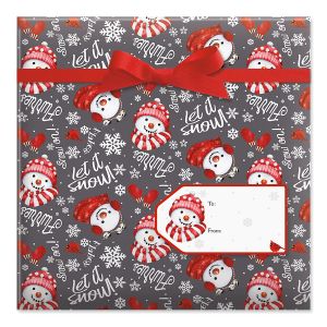Snow Crew Jumbo Rolled Gift Wrap and Labels