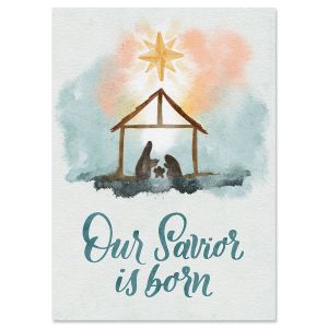 Watercolor Manger Religious Christmas Cards