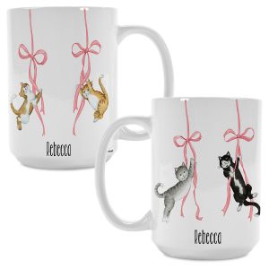 Cats on Pink Bows Personalized Mug