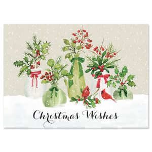 Christmas Vases in the Snow Christmas Cards