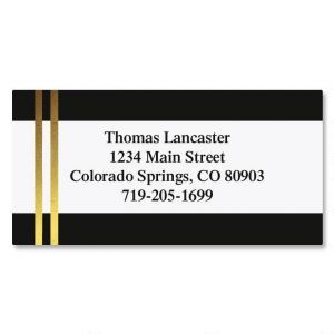 Black and Double Gold Foil Border Address Labels