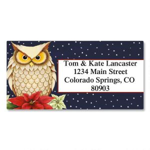 Winter Owl Border Address Labels
