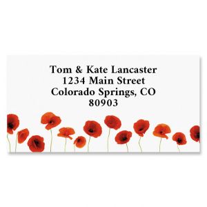 Red Poppies Border Address Labels