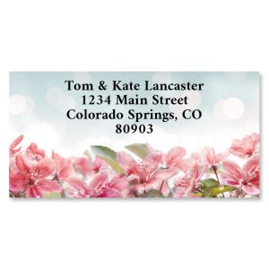 Pink Spring Blossom Border Address Labels