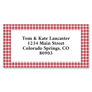 Red Gingham Border Address Labels