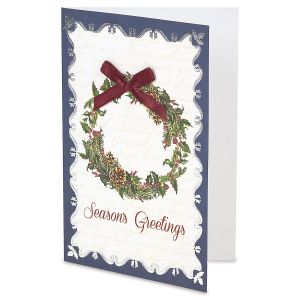 Watercolor Vintage Wreath Deluxe Foil Christmas Cards