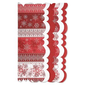 Snowflake Stripe Scalloped Edge Tissue Paper Sheets