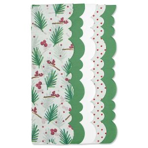 Christmas Pine Scalloped Edge Tissue Paper Sheets