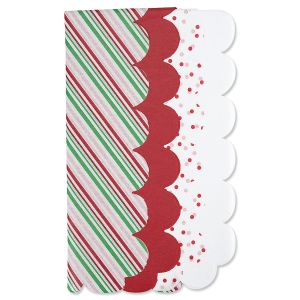 Seasonal Stripes & Dots Scalloped Edge Tissue Paper Sheets
