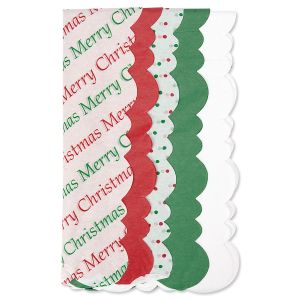 Dottie Merry Christmas Scalloped Edge Tissue Paper Sheets