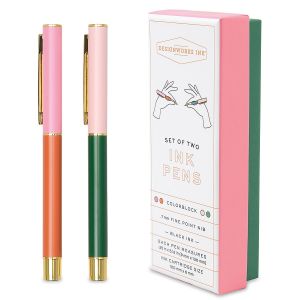Orange & Emerald Color Block Pens