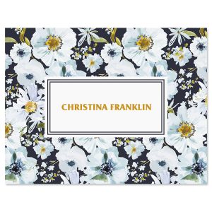 Midnight Blooms Personalized Note Cards by FineStationery