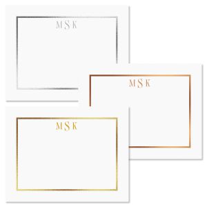 Block Initials with Foil Border Personalized Note Cards by FineStationery