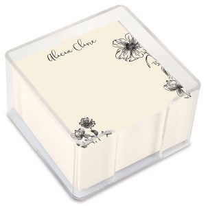 Floral Corners Personalized Note Sheets in a Cube