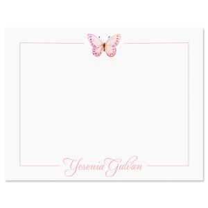 Pink Butterfly with Border Correspondence Cards by FineStationery