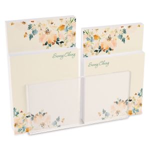 Blush Floral Personalized Notepad Set by FineStationery