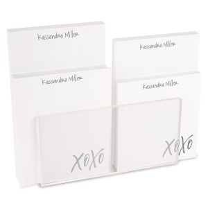 XOXO Personalized Notepad Set & Acrylic Holder by FineStationery