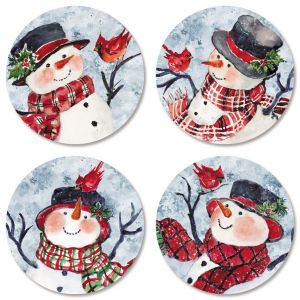Plaid Snowman Envelope Seals