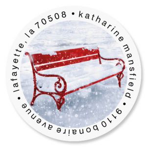 Holiday Bench Round Address Labels