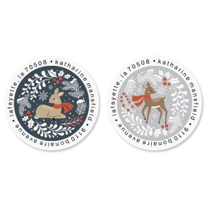 Winter Deer Round Address Labels (2 Designs)