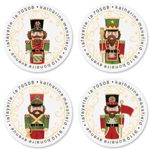 Holiday Magic Nutcrackers Round Address Labels (4 Designs)